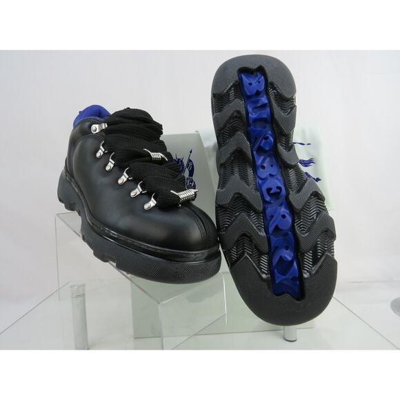 NIB BURBERRY TREK BLACK LEATHER LACE UP HIKING BOOTS US 8.5 41.5 ITALY $1190 - Picture 3 of 16